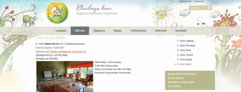 ks koduleht, mitu alamsektsiooni