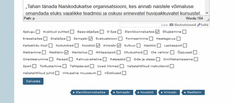 ks koduleht, mitu alamsektsiooni