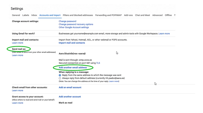Seadista Gmailist kirjade v�ljasaatmine